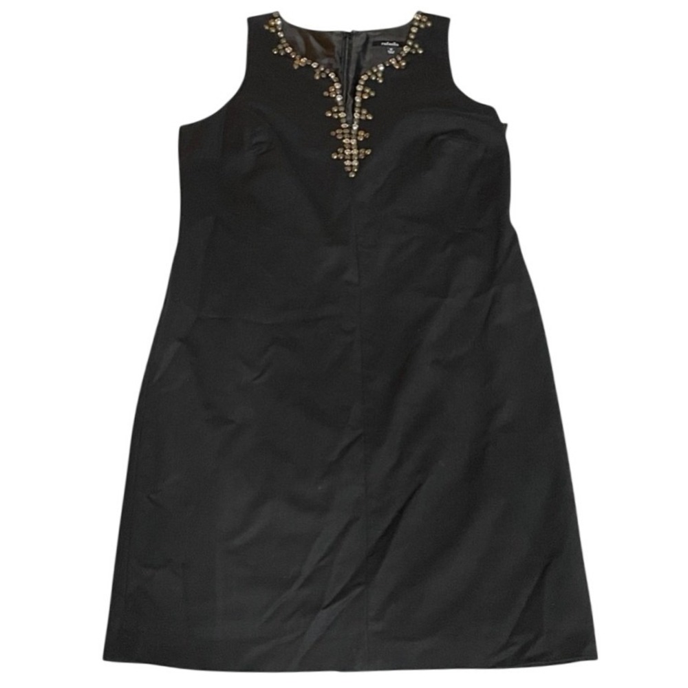 Rafaella Black Sleeveless Beaded Neckline Sheath Dress Women's Size‎ 12